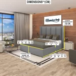 2024 Columbia Wingback Bed Frame In Grey Plush Optional Ottoman Storage-dimensions