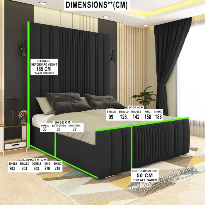 2024 Middleton High Headboard Bed Frame 2 Piece Headboard-dimensions