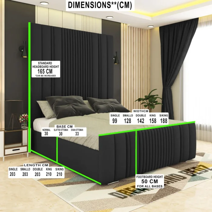 2024 Middleton High Headboard Bed Frame 2 Piece Headboard Dimensions