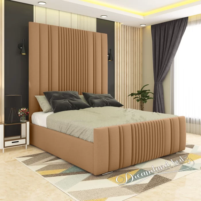 2024 Middleton High Headboard Bed In Brown Frame {2 Piece Headboard}