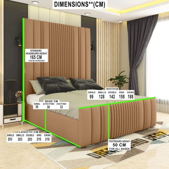 2024 Middleton High Headboard Bed In Brown Frame 2 Piece Headboard Dimension