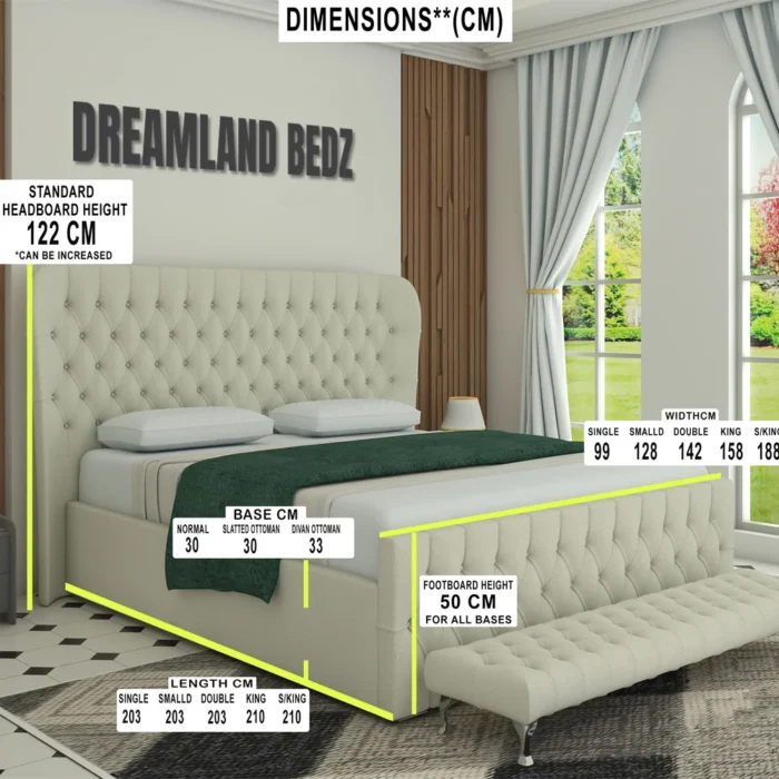 2025 Kendal Wingback Bed Dimensions