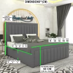 2025-London-Bed-Frame-in-Grey-fabric-Dimension