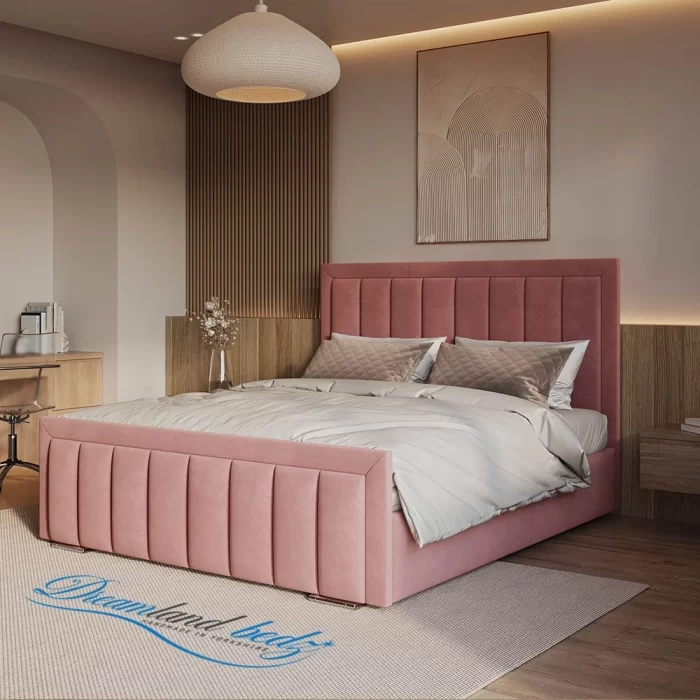 2025 London Bed Frame In Grey Fabric Assemble In Room