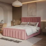 2025 London Bed Frame In Grey Fabric Assemble In Room