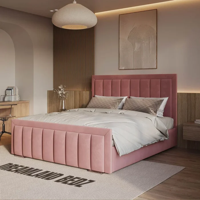 2025 London Bed Frame In Grey Fabric Assemble In Room