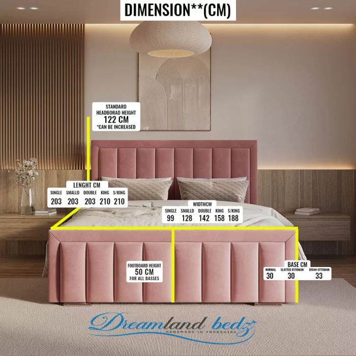 2025 London Bed Frame In Grey Fabric Dimension
