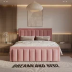 2025 London Bed Frame In Grey Fabric Front View
