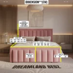 2025 London Bed Frame In Grey Fabric Dimension