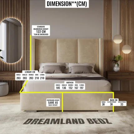 2025 Columbia Wingback Bed Frame Dimension Sizes Guide