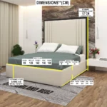 2025 Ibiza Black Trim Bed Frame With Black Plush And Cream Plush Fabric Dimensions