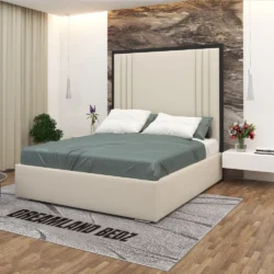 Ibiza Black Trim Bed Frame With Black Plush and Cream Plush fabric
