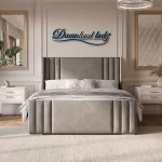 2025 Manhattan Wingback Bed Frame In Plush Grey