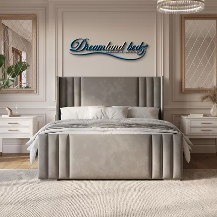 2025 Manhattan Wingback Bed Frame In Plush Grey