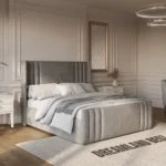 2025 Manhattan Wingback Bed Frame In Plush Grey Room View