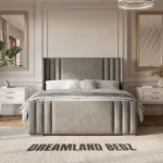 2025 Manhattan Wingback Bed Frame In Plush Grey