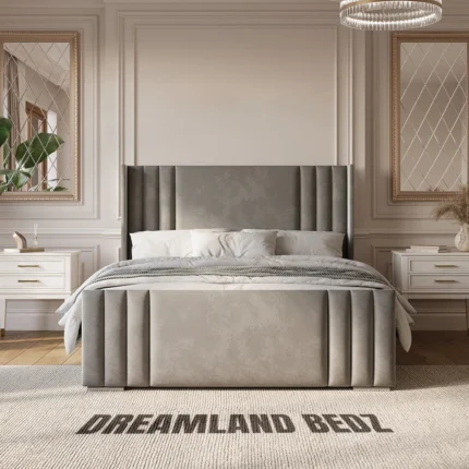 2025 Manhattan Wingback Bed Frame In Plush Grey