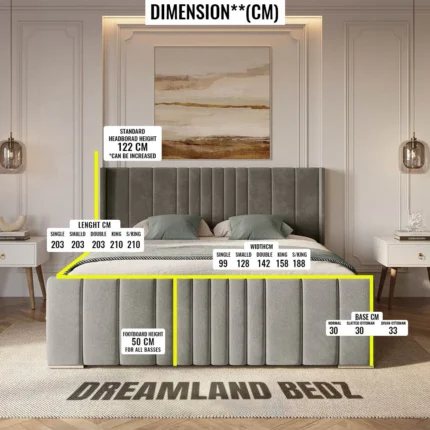 2025 New York Bed Frame Optional Ottoman Storage Dimension Sizes
