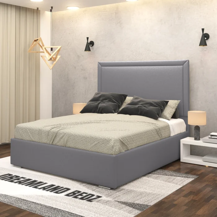 Alexis Luxuries Upholstered Bed Frame With Optional Ottoman Storage Dark Colour