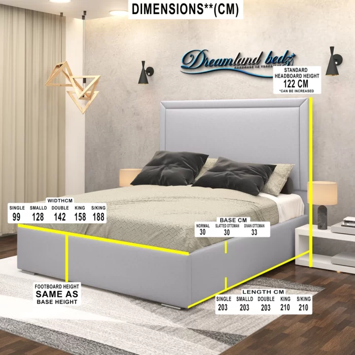 Alexis Luxuries Upholstered Bed Frame With Optional Ottoman Storage-dimension