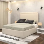 Alexis Luxuries Upholstered Bed Frame With Optional Ottoman Light Colour