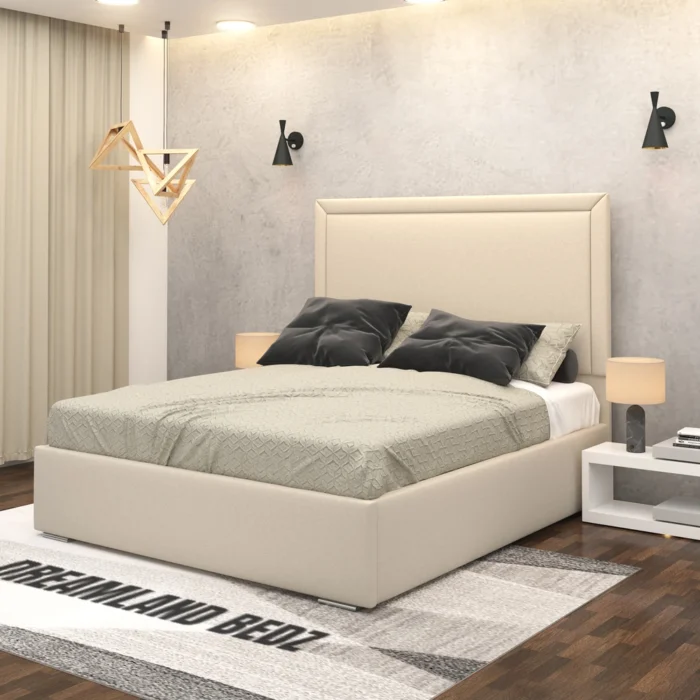 Alexis Luxuries Upholstered Bed Frame With Optional Ottoman Light Colour