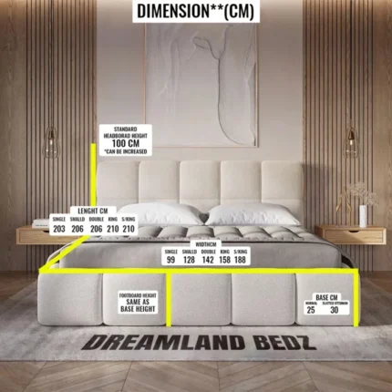 Cloudluxe Upholstered Bed Dimension Sizes
