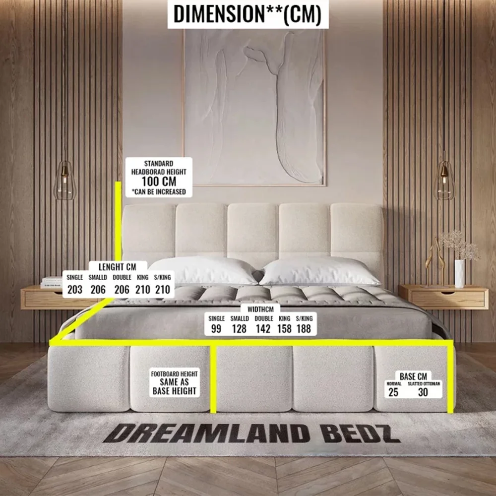 Cloudluxe Upholstered Bed Dimension Sizes