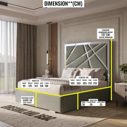 Dreamland The Aurora Silver Strip Bed Dimension Sizes