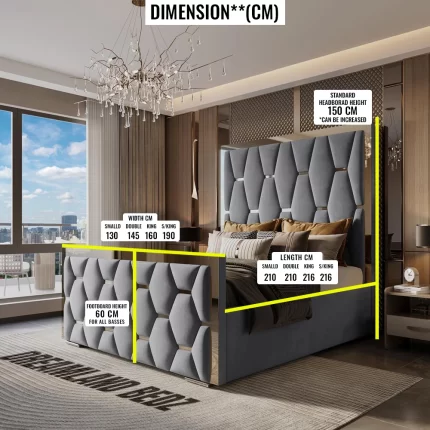 Dreamlandbedz 2026 Davies Ottoman Bed Frame Dimension Sizes