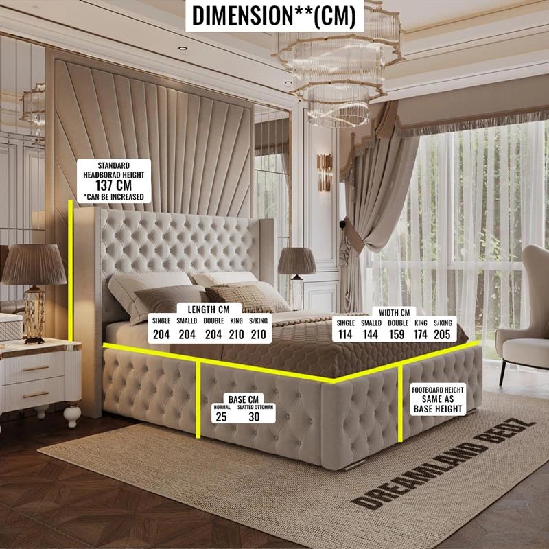Duke Chesterfield Winged Bed In Uk Dimension Sizes Guide