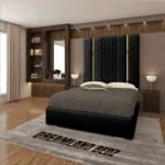 Luxurious Golden Pyramid Bed In Black Plush With Optional Ottoman Storage Show