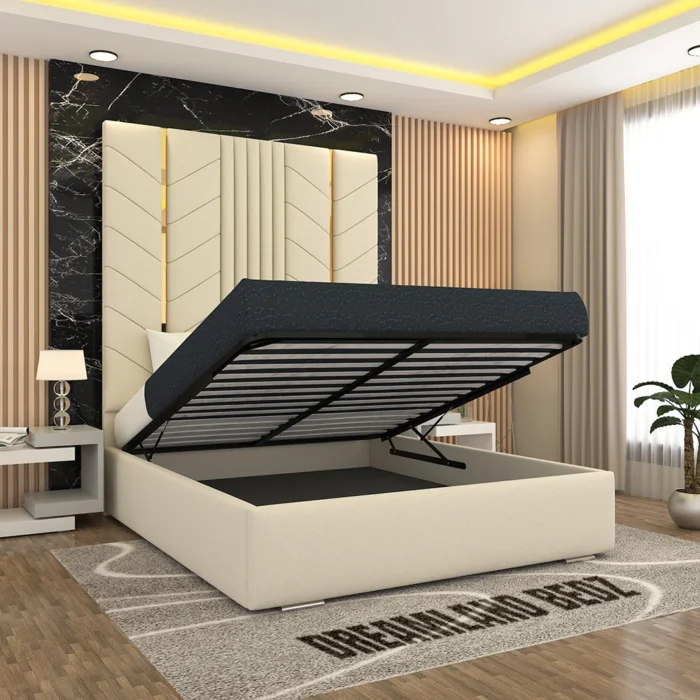 Luxurious Golden Pyramid Bed With Optional Ottoman Storage Solidbase Lid