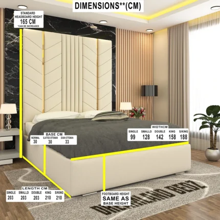 Luxurious Golden Pyramid Bed With Optional Ottoman Storage Dimension