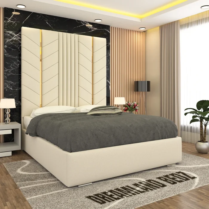 Luxurious Golden Pyramid Bed With Optional Ottoman Storage