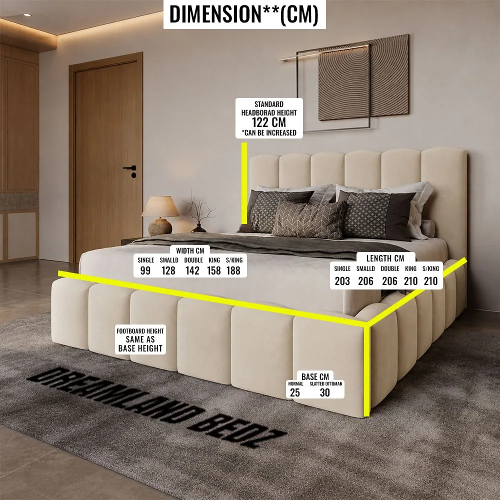 Nova Upholstered Bed Frame Dimension Sizes