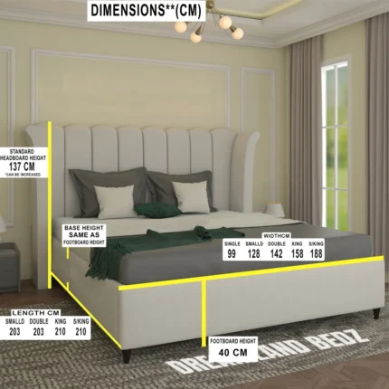 The Britannia Wingback Divan Ottoman Bed Dimensions