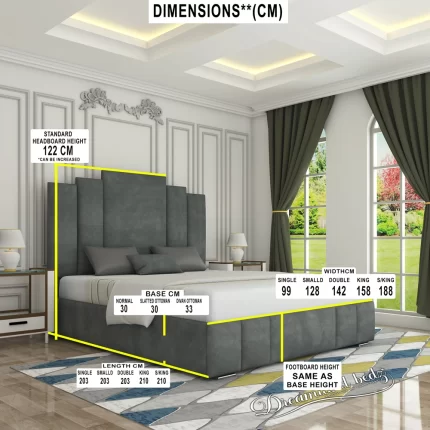 The-Royal-Art-Deco-Bed-Frame-dimension