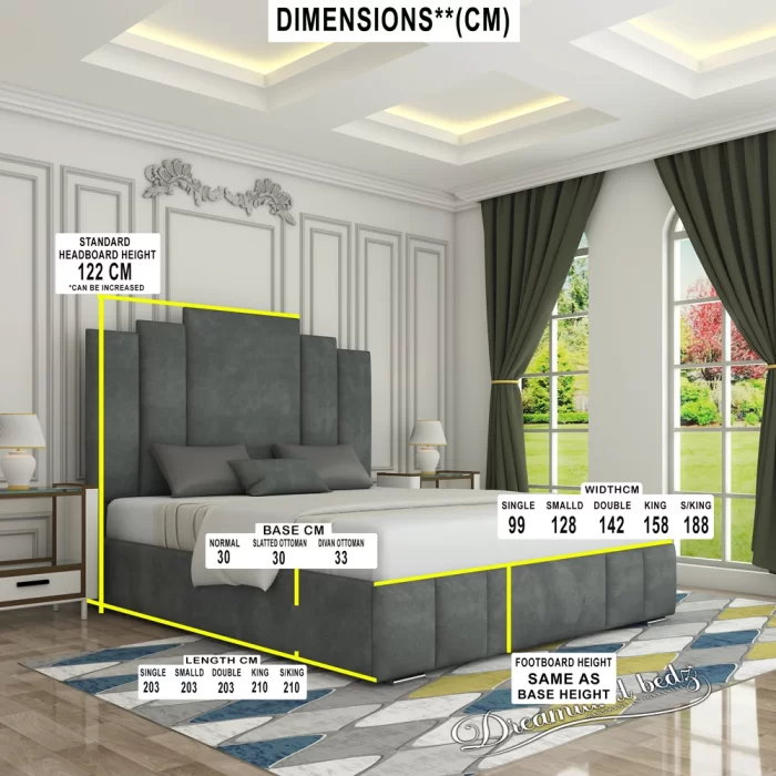 The-Royal-Art-Deco-Bed-Frame-dimension