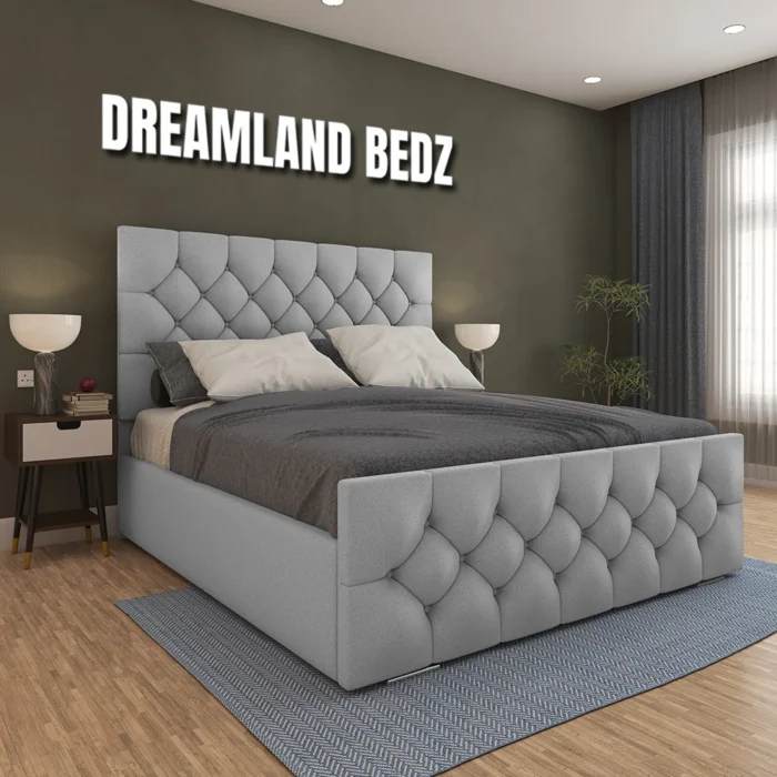 Windermere Upholstery Bed With Optional Ottoman Storage Assebled In Room
