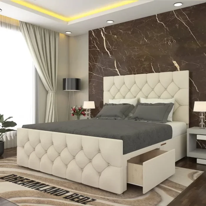 Windermere Upholstery Bed With Optional Ottoman Storage With Drawer