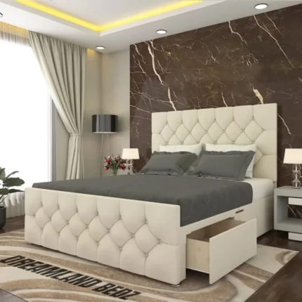 Windermere Upholstery Bed With Optional Ottoman Storage With Drawer