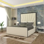 Athens Linear Black Trim Bed Frame With Optional Ottoman Storage Bed