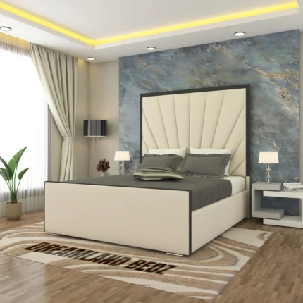 Athens Linear Black Trim Bed Frame With Optional Ottoman Storage Bed