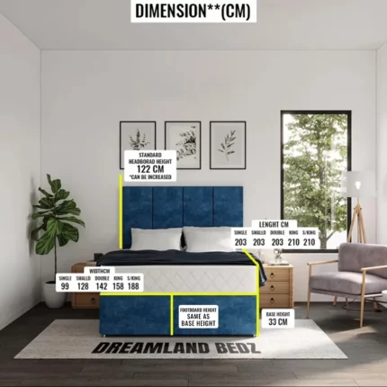 Boston Divan Storage Bed Dimesnion Size