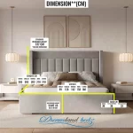 Brooklyn Wingback Bed Frame Dimension Sizes Chart