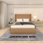 Brooklyn Wingback Bed Frame Light Brown Fabric