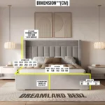 Brooklyn Wingback Bed Frame Side Dimension Sizes