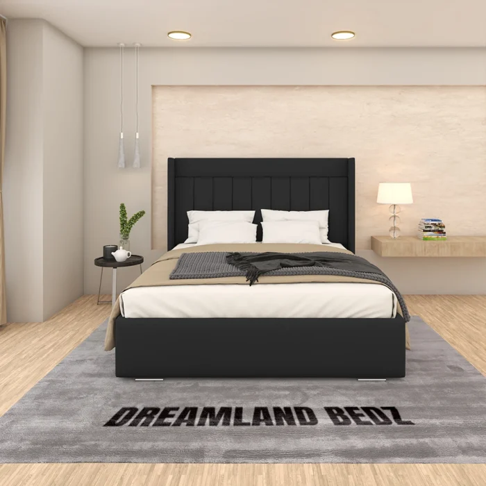 Brooklyn Wingback Bed Frame With Black Fabrice