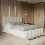 Cheshir Teddy Boucle Cream Bed Left Side View